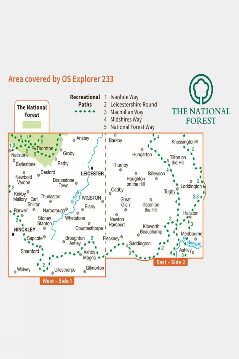 Active Explorer Map 233 Leicester and Hinckley
