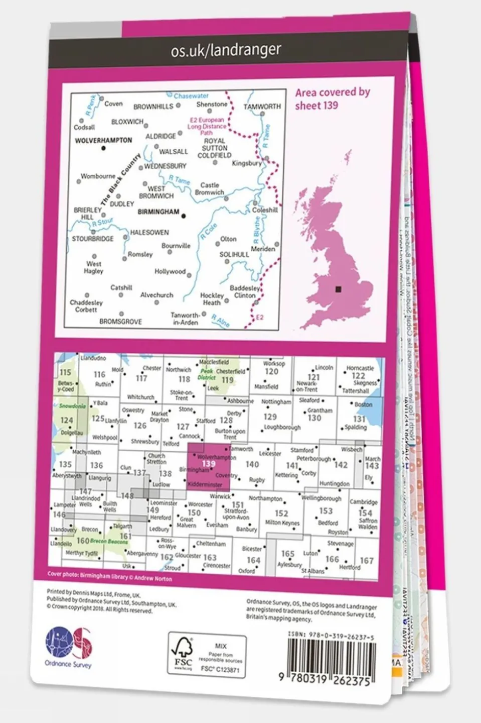 Active Landranger Map 139 Birmingham and Wolverhampton