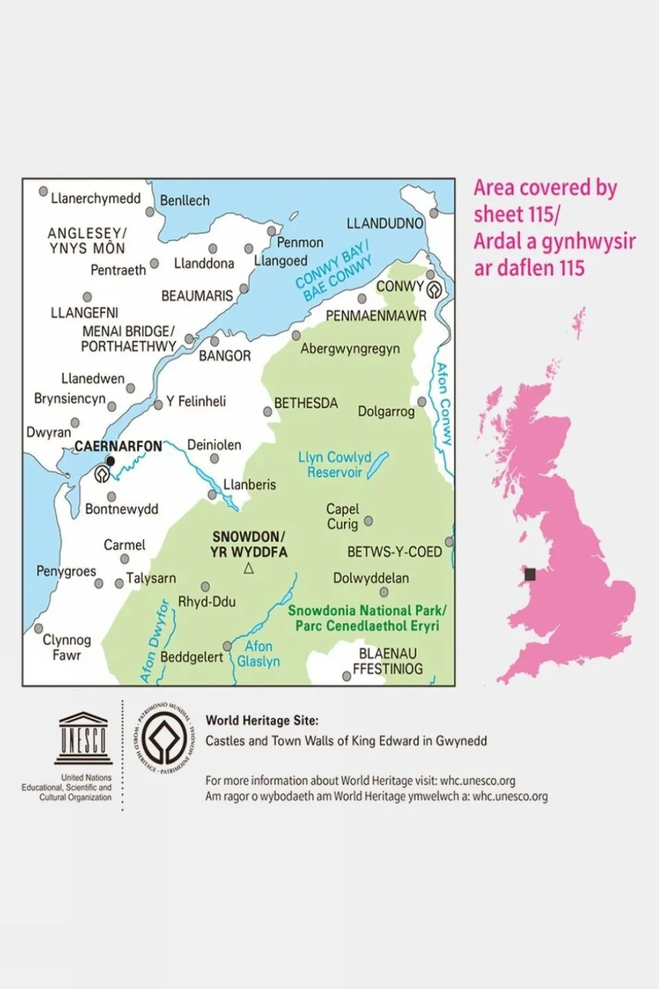Active Landranger Map 115 Snowdon