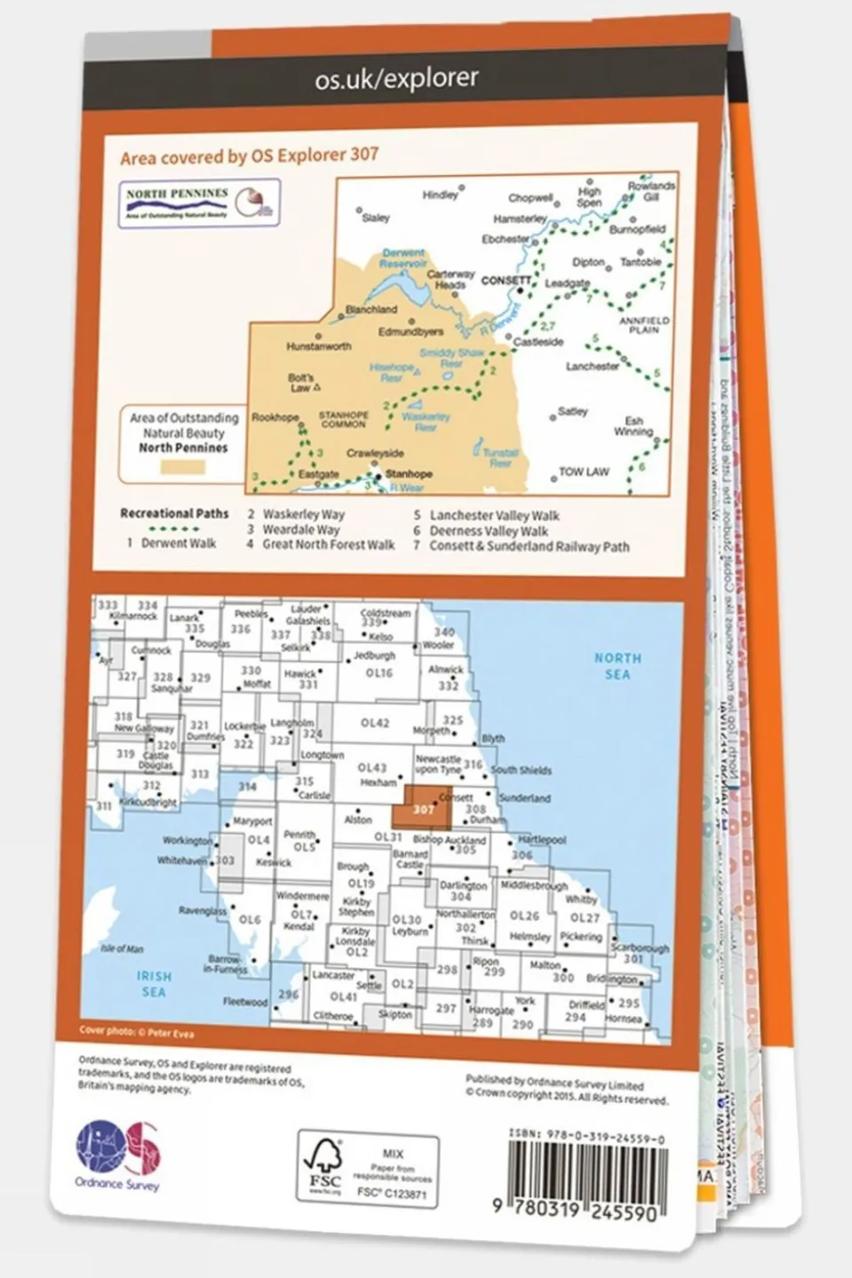 Explorer Map 307 Consett and Derwent Reservoir