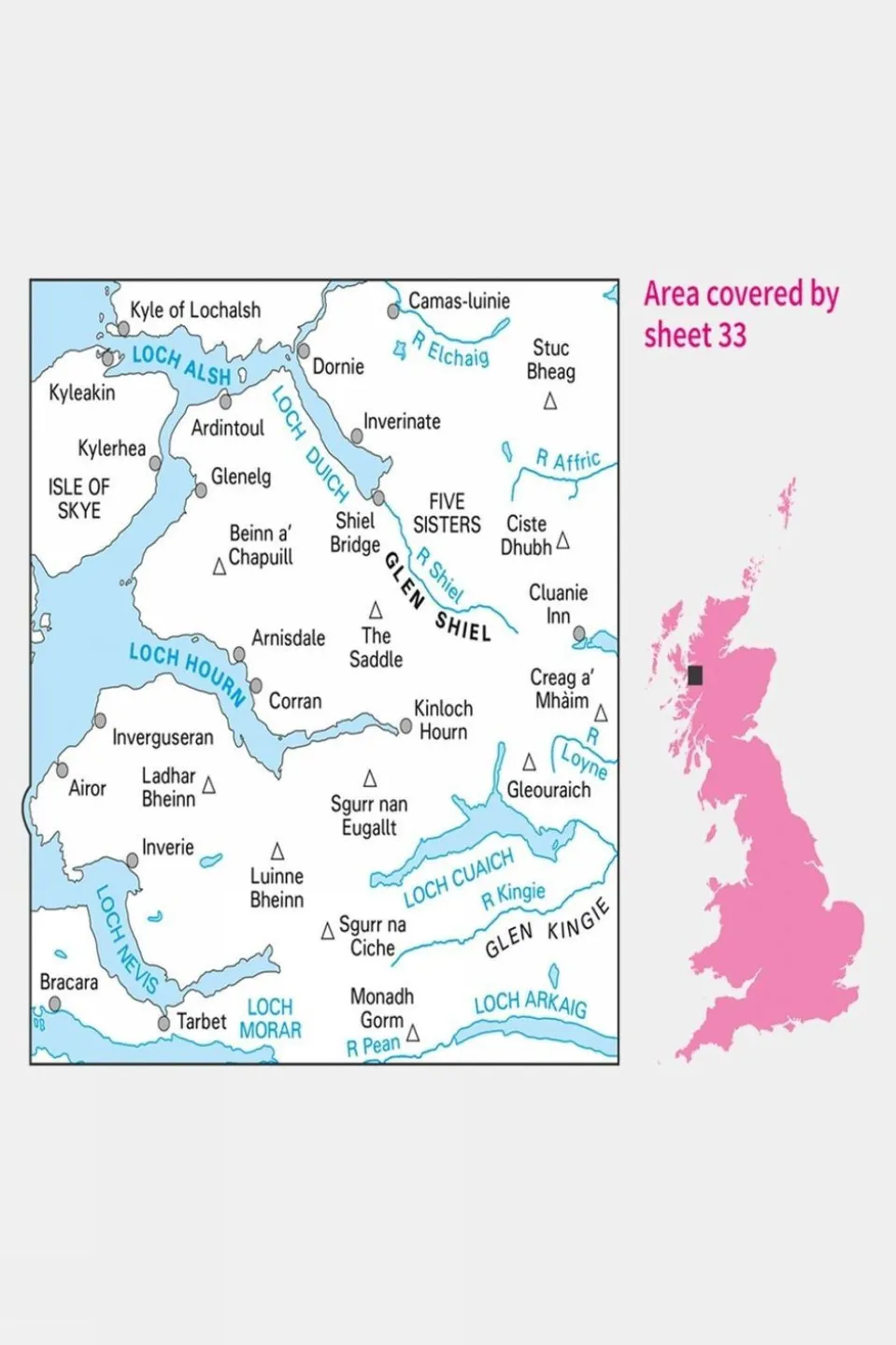 Landranger Map 33 Loch Alsh, Glen Shiel and Loch Hourn