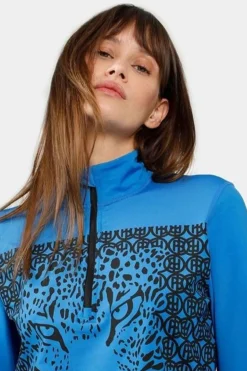 Womens Aleksandria Leopard Half Zip Fleece