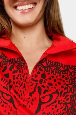Womens Aleksandria Leopard Half Zip Fleece