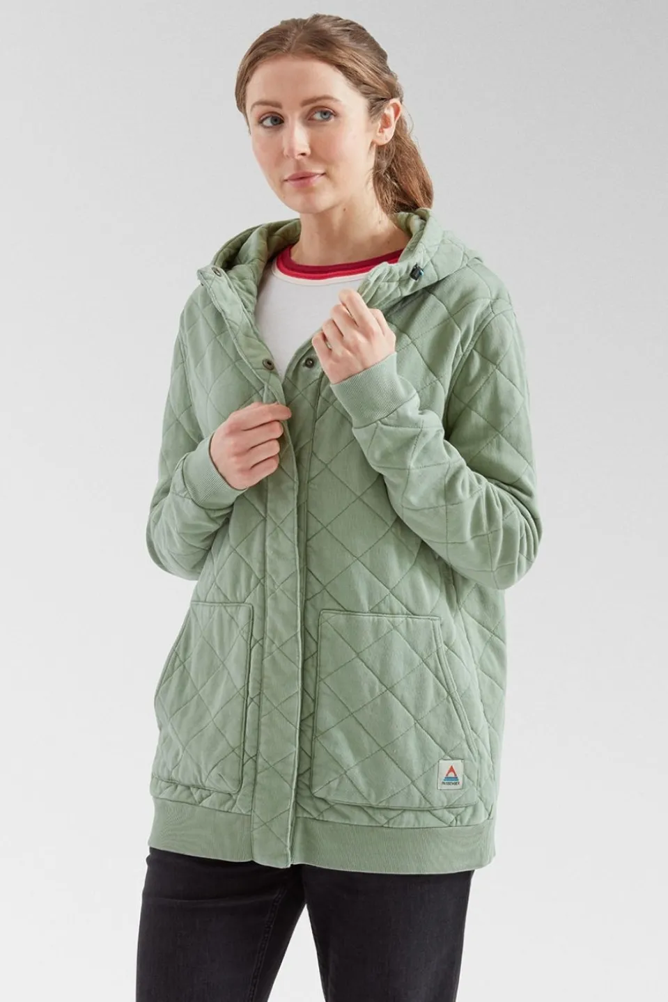 Womens Clementine Recycled Quilted Popper Up Hoodie