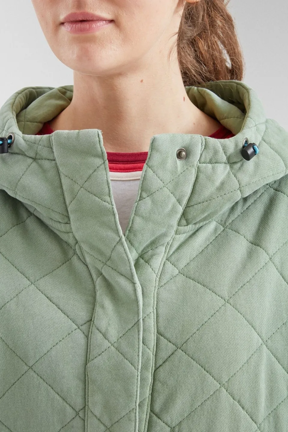 Womens Clementine Recycled Quilted Popper Up Hoodie