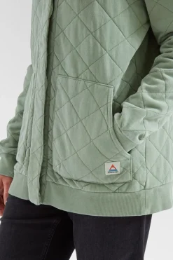 Womens Clementine Recycled Quilted Popper Up Hoodie