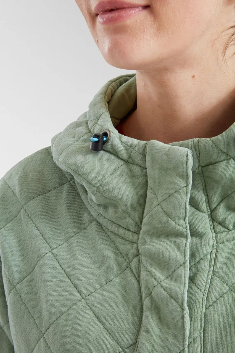 Womens Clementine Recycled Quilted Popper Up Hoodie