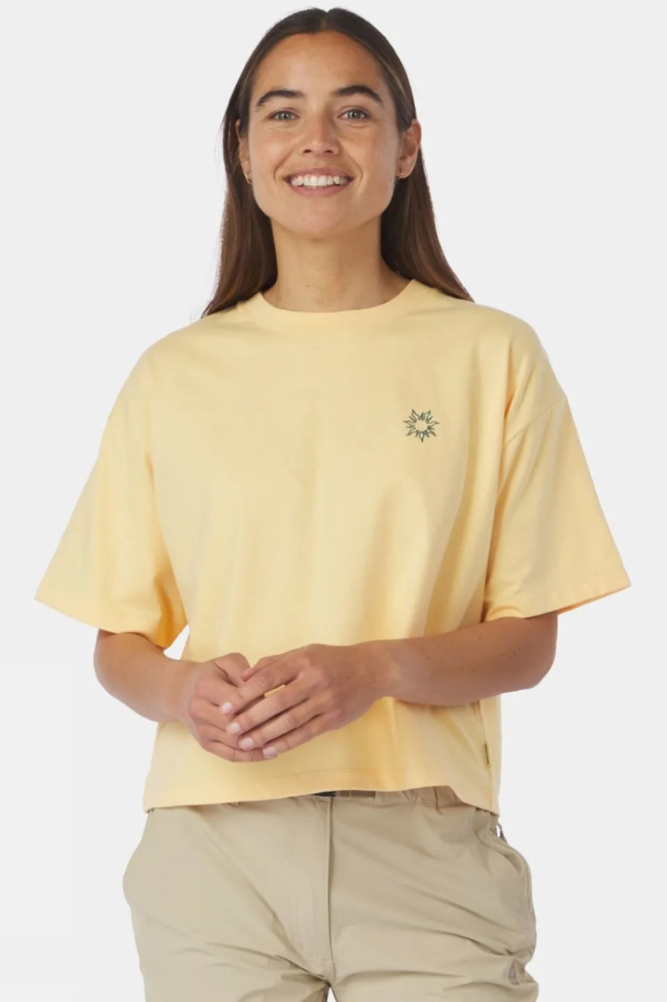 Womens Cropped Mini Embroidery T-Shirt