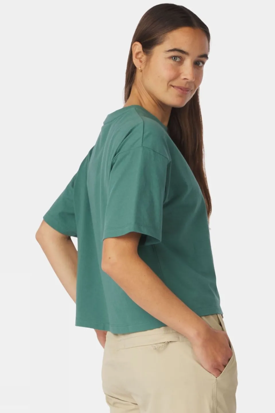 Womens Cropped Mini Embroidery T-Shirt